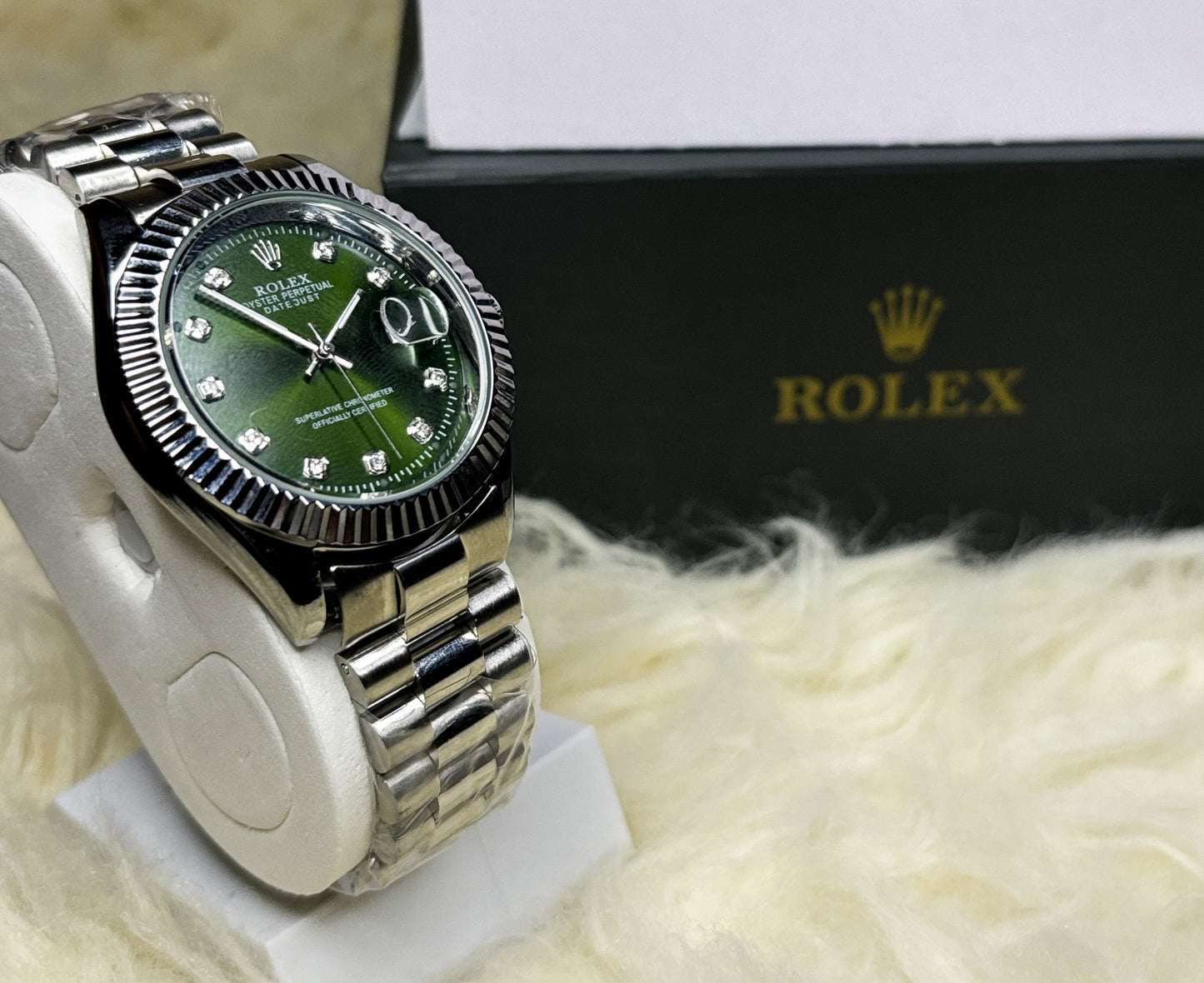 Premium RLX watch Green And Silver Edition