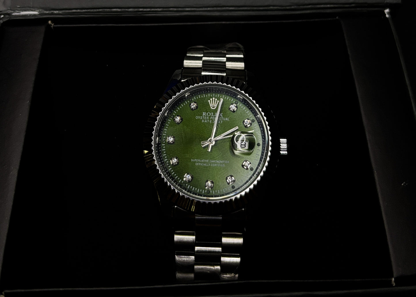 Premium RLX watch Green And Silver Edition