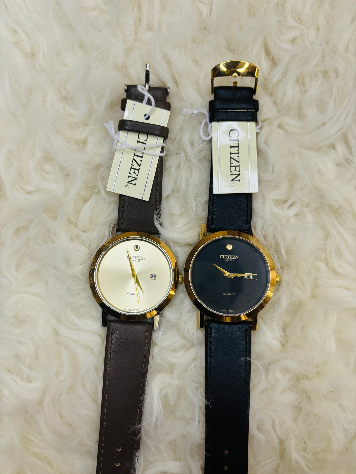 Timeless Elegance: Citizen Brown & Black Strap Watch