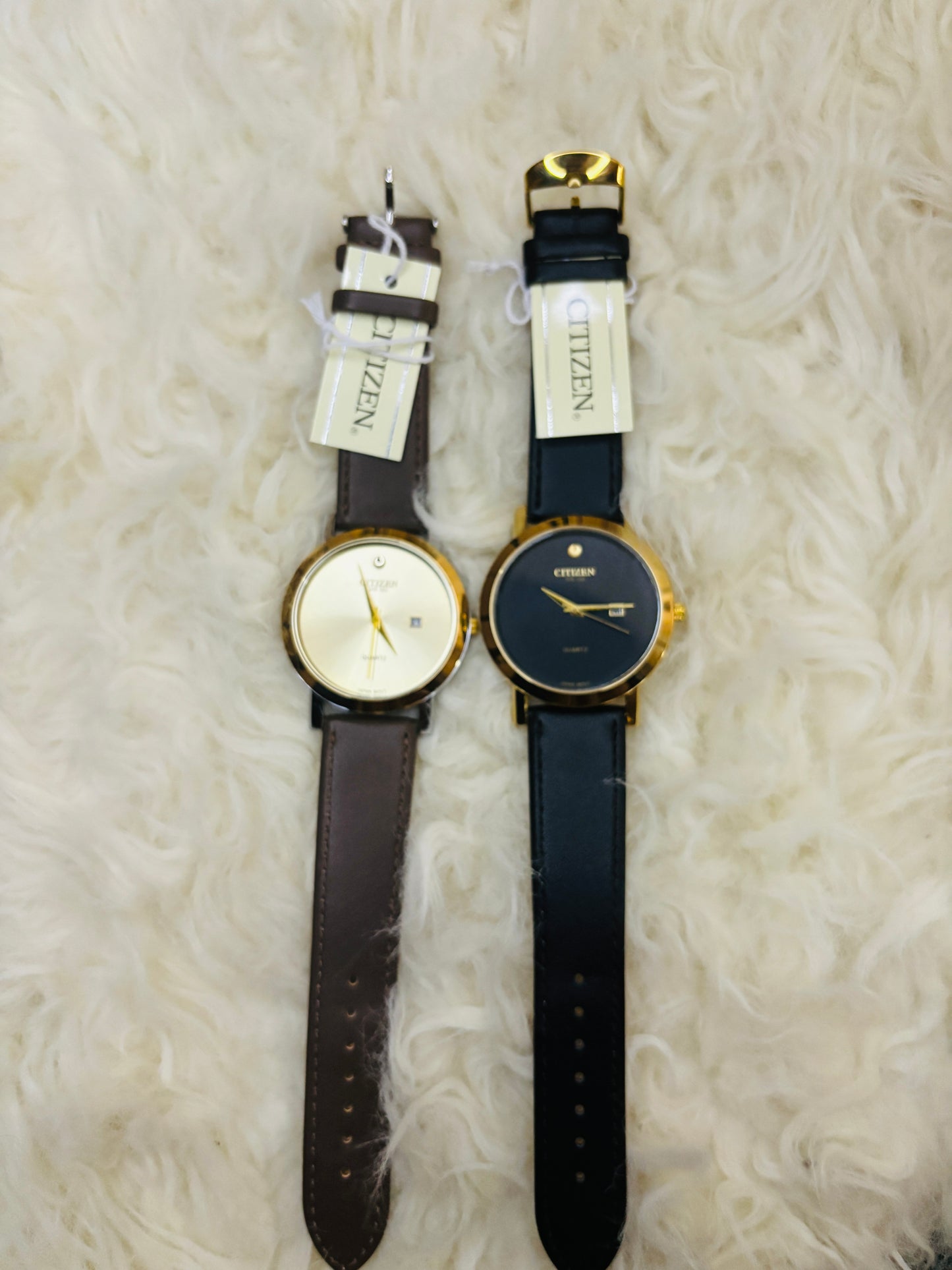Timeless Elegance: Citizen Brown & Black Strap Watch