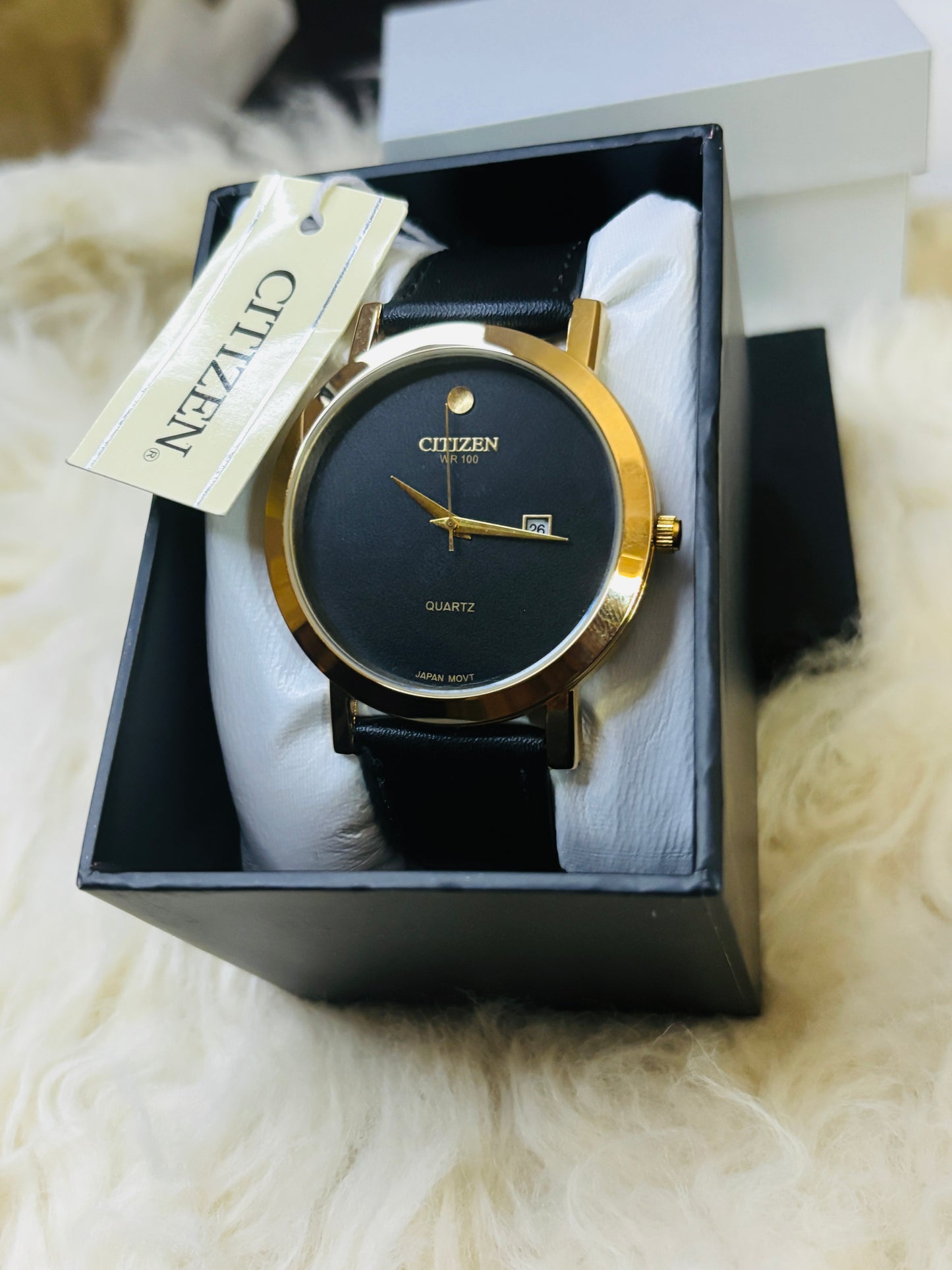 Timeless Elegance: Citizen Brown & Black Strap Watch