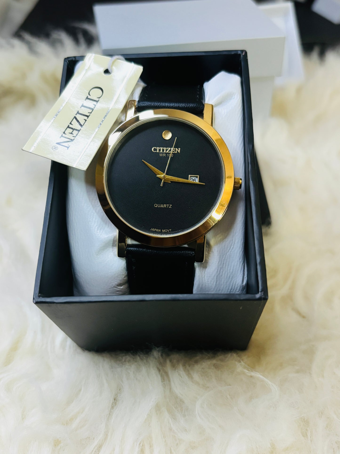 Timeless Elegance: Citizen Brown & Black Strap Watch